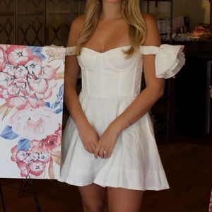 White mini dress floral sleeve